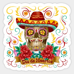 Dia de muertos skull colorful Sticker